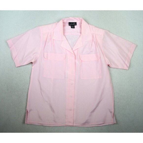 DAVID MATTHEW - WOMEN'S LIGHT PINK SHORT SLEEVE SILKY TEXTURED BLOUSE - SIZE 6 - Picture 2 of 9